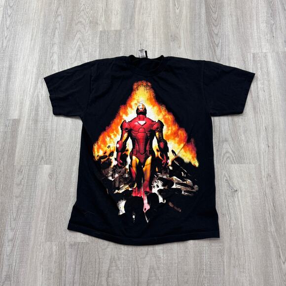 Vintage Mad Engine Marvel Iron Man Shirt Men's Large Black Comics Movie Promo - Picture 1 of 6
